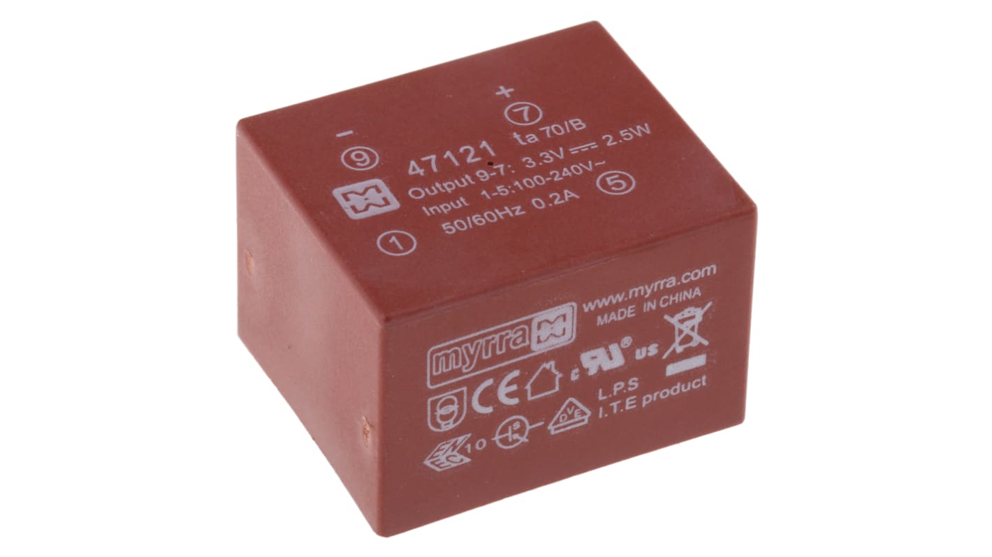 Transformator SMPS, 2.5W, 85 → 265 V ac, 85 → 370 V dc, Przewlekany