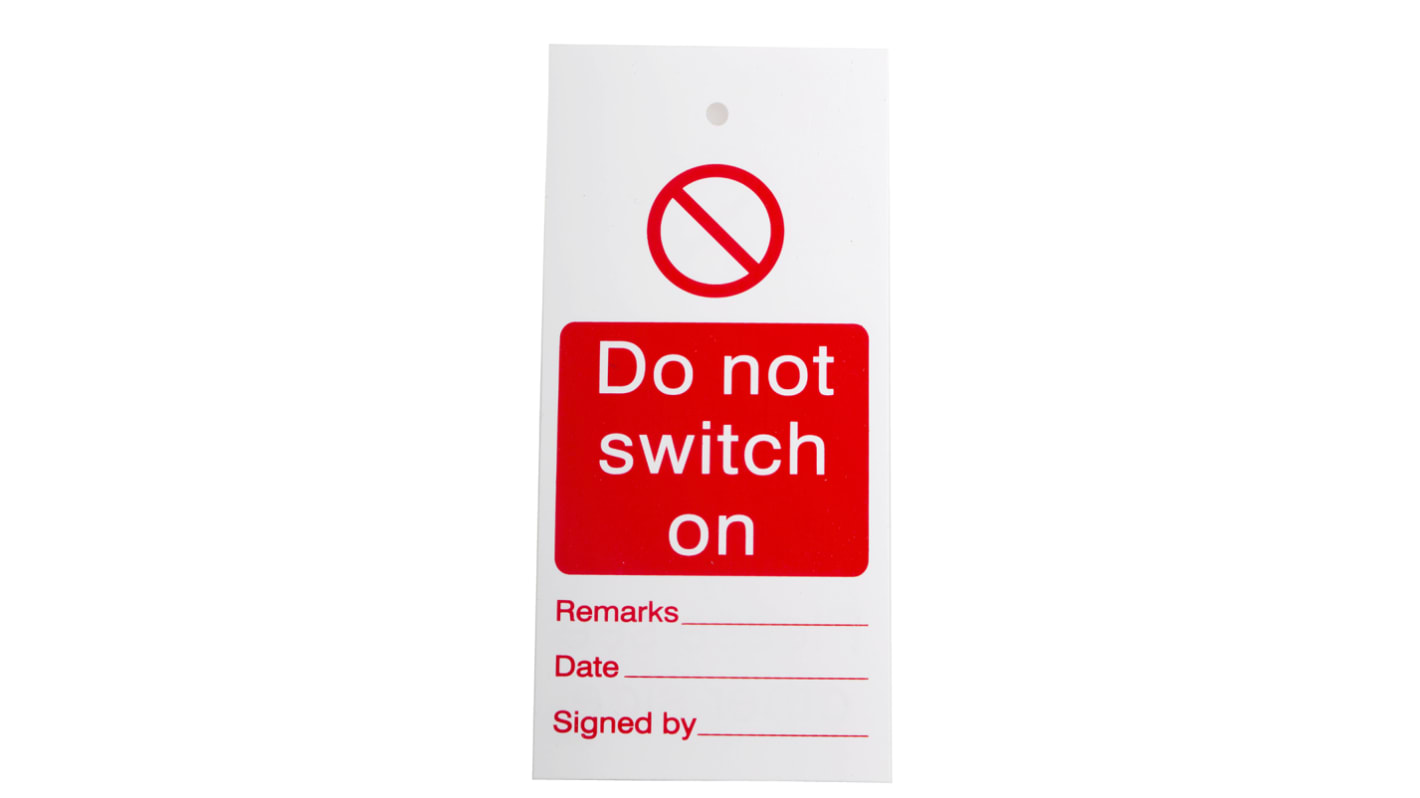RS PRO 上锁挂牌, 标示'Do Not Switch On (请勿开启)', PVC材质, 160mm长, 75mm宽