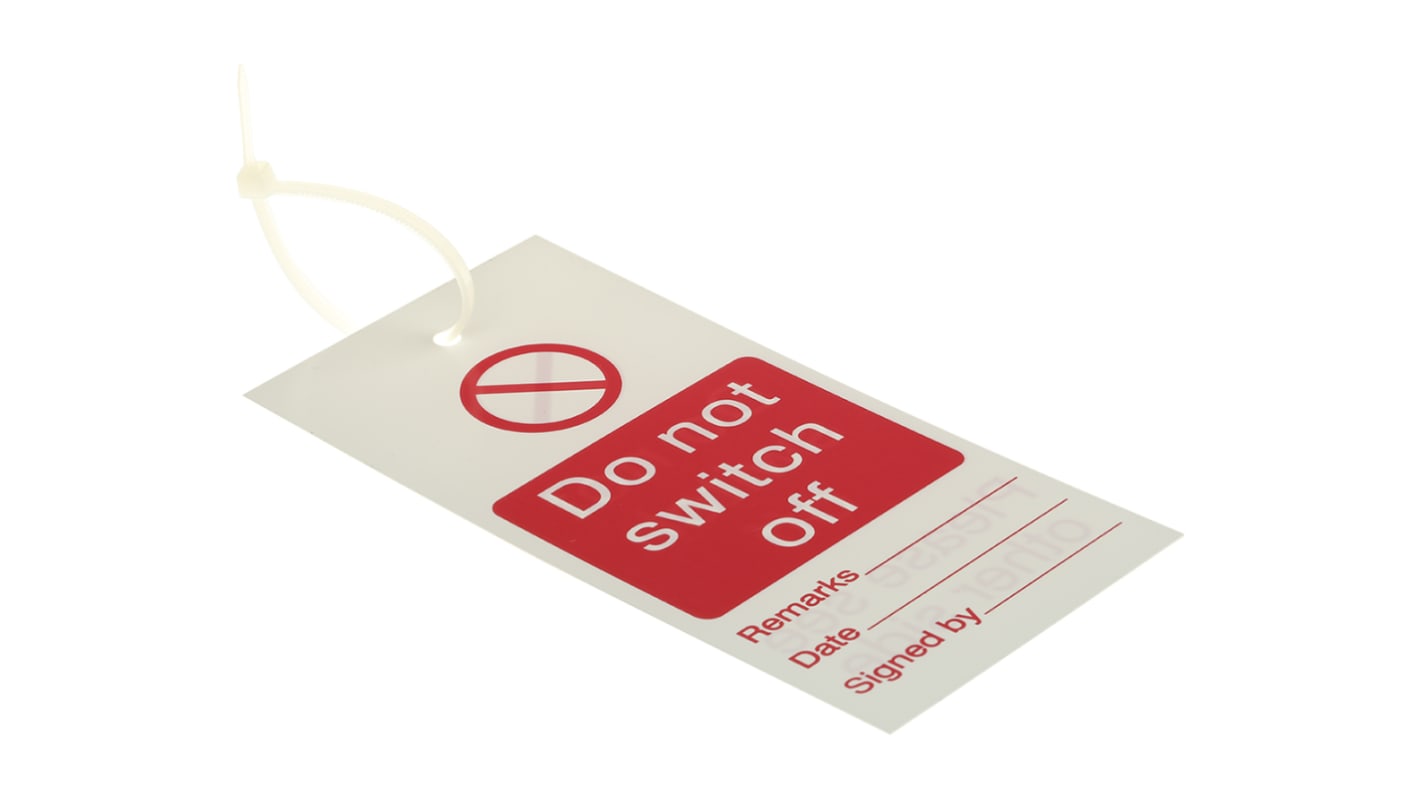RS PRO 上锁挂牌, 标示'Do Not Switch Off (请勿关闭)', PVC材质, 160mm长, 75mm宽