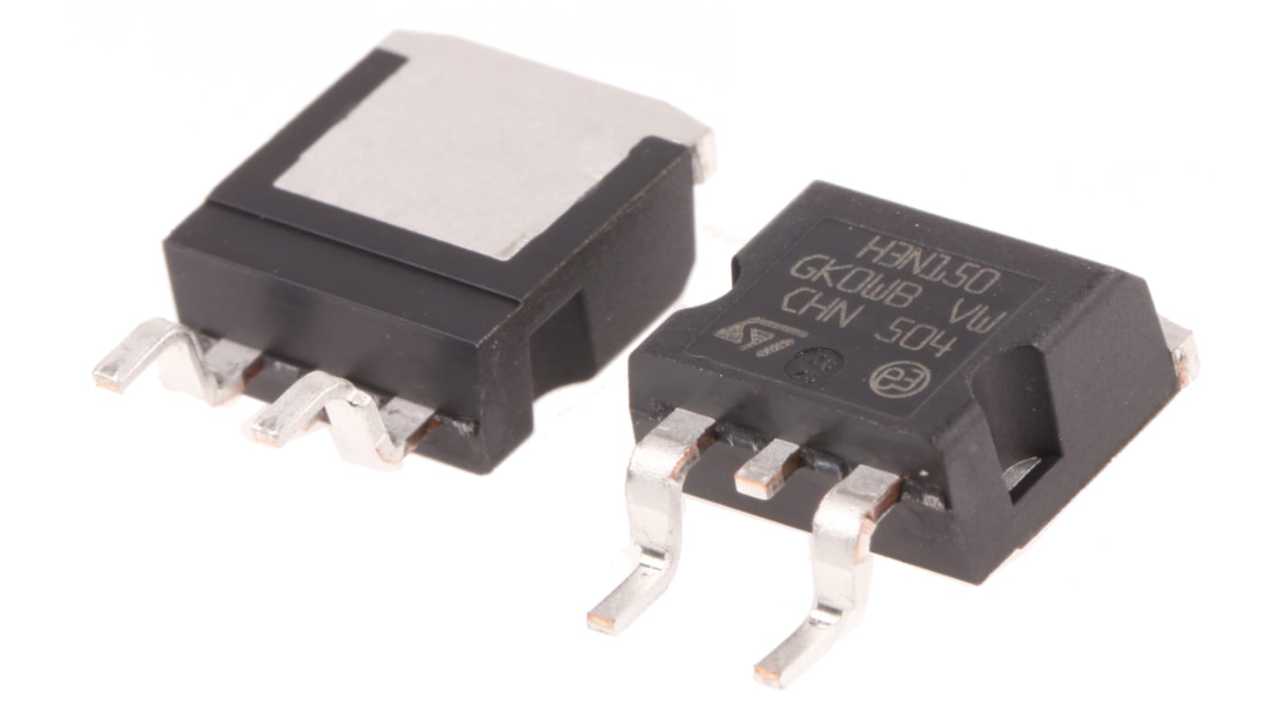 MOSFET STMicroelectronics, canale N, 9 Ω, 2,5 A, H2PAK-2, Montaggio superficiale