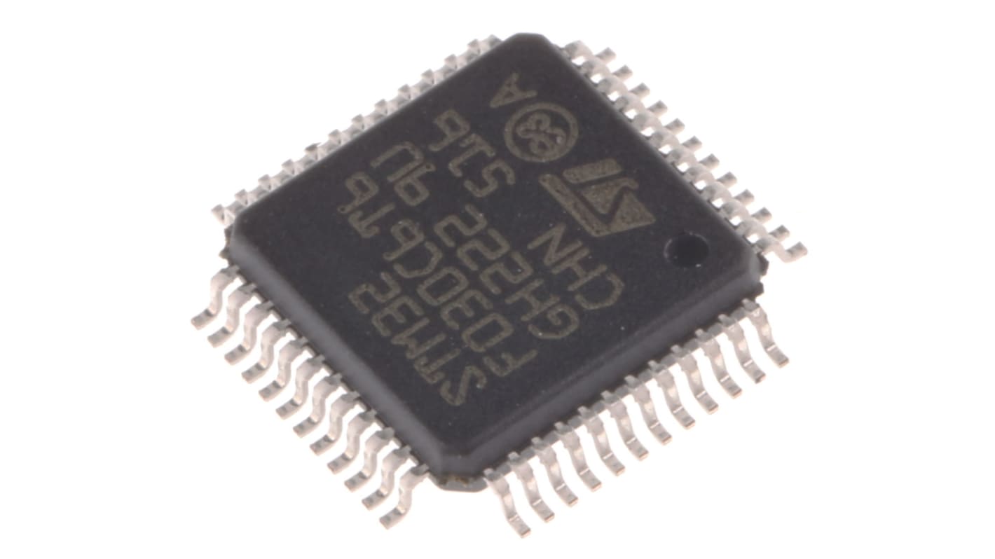 STMicroelectronics STM32F030C6T6, 32bit ARM Cortex M0 Microcontroller, STM32F0, 48MHz, 32 kB Flash, 48-Pin LQFP