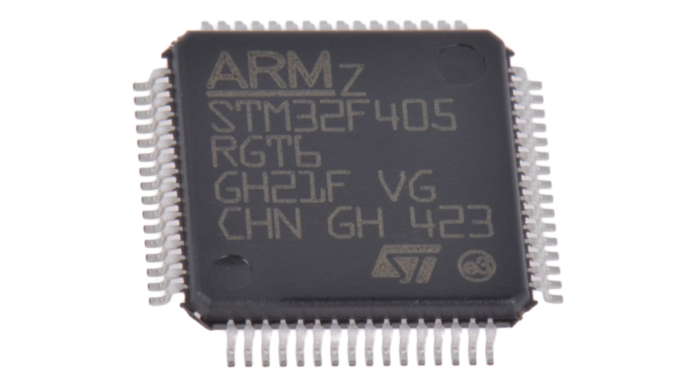 STMicroelectronics STM32F405RGT6TR, 32bit ARM Cortex M4 Microcontroller, STM32F4, 168MHz, 1.024 MB Flash, 64-Pin LQFP