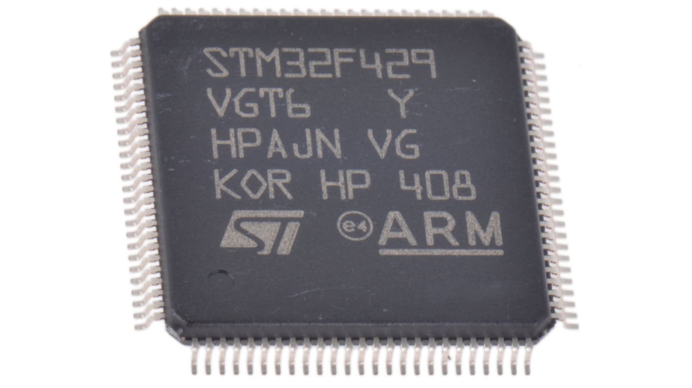 STMicroelectronics STM32F マイコン, ARM Cortex M4コア, 180MHz, 1.024 MB, フラッシュ, 100-Pin LQFP