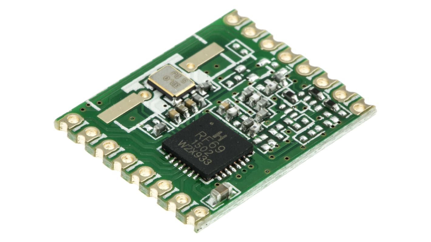 HopeRF HF-Modul 433MHz bis 300Kbit/s FSK, GFSK, GMSK, MSK, OOK moduliert / +13dBm SPI, 1.8 → 3.6V