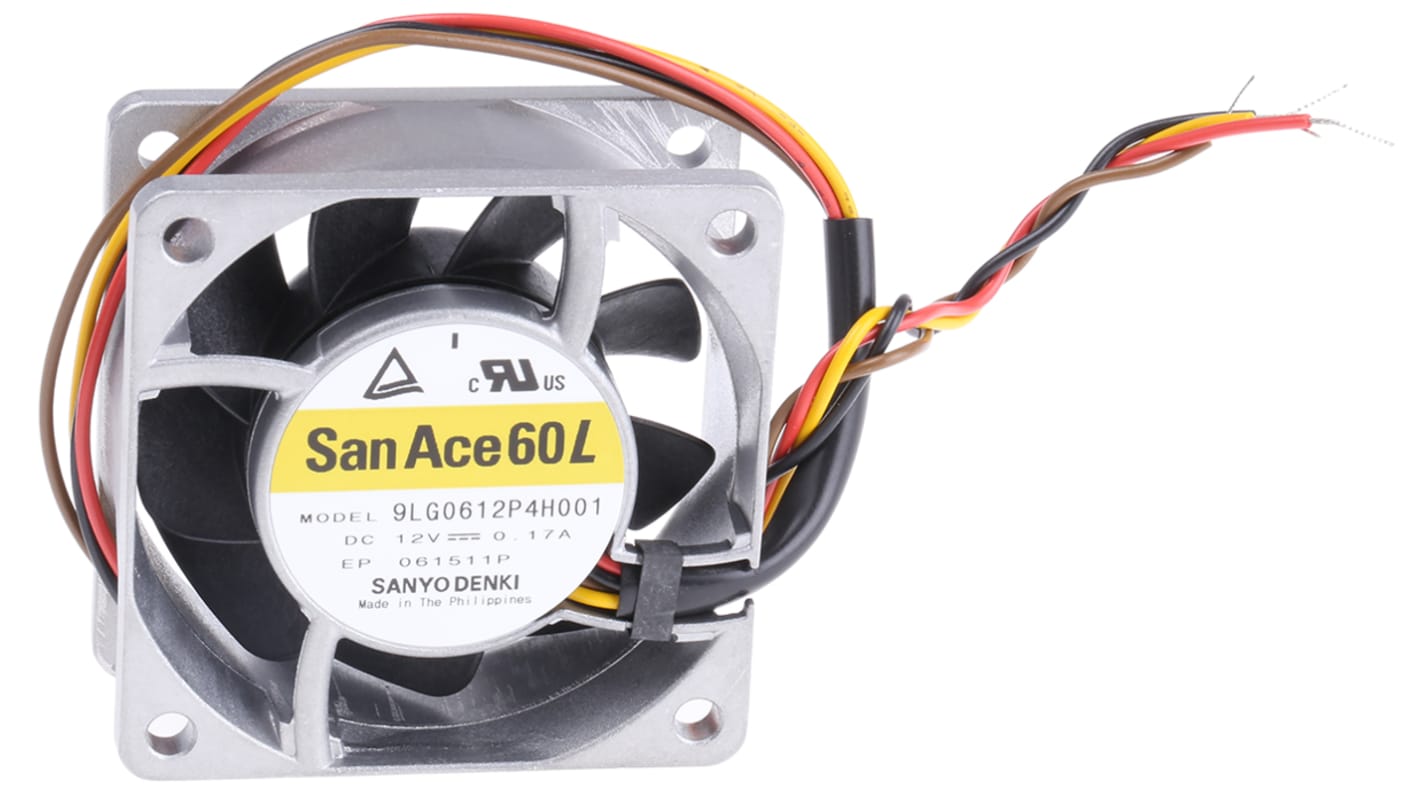 Sanyo Denki San Ace 9LG DC-Axiallüfter, Kugellager, 12 V dc / 2.04W, 60 x 60 x 25mm, 6150U/min, 47m³/h