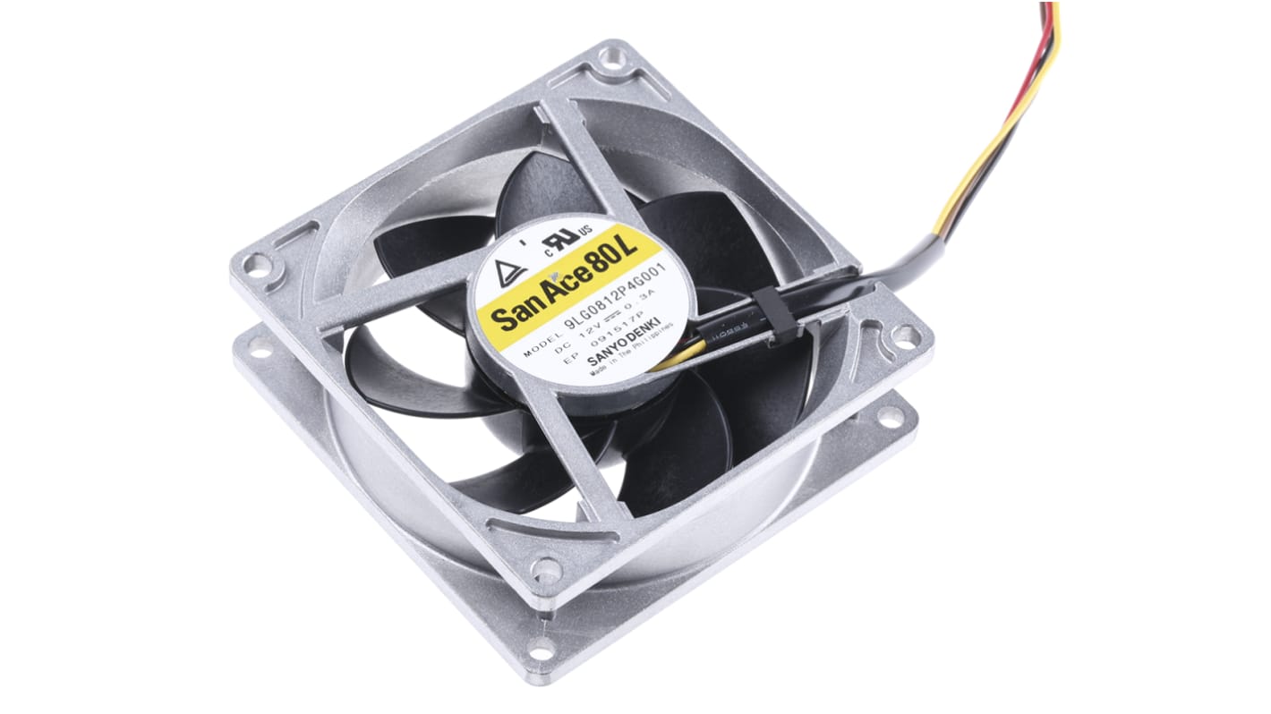 山洋電気 軸流ファン 電源電圧:12 V dc, DC, 80 x 80 x 25mm 山洋電気 軸流ファン 電源電圧:12 V dc, DC, 80 x 80 x 25mm