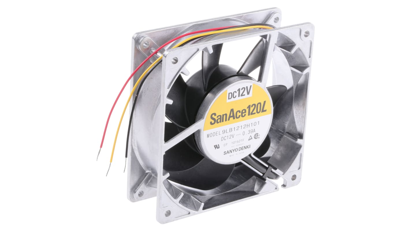 Sanyo Denki San Ace 9LB Series Axial Fan, 12 V dc, DC Operation, 174m³/h, 4.68W, 390mA Max, 120 x 120 x 38mm