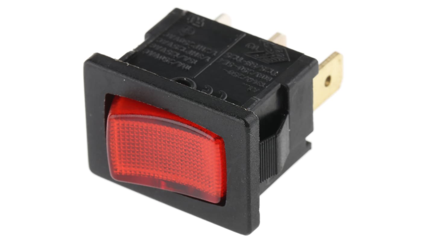 Molveno Illuminated SPST, On-Off Rocker Switch Panel Mount