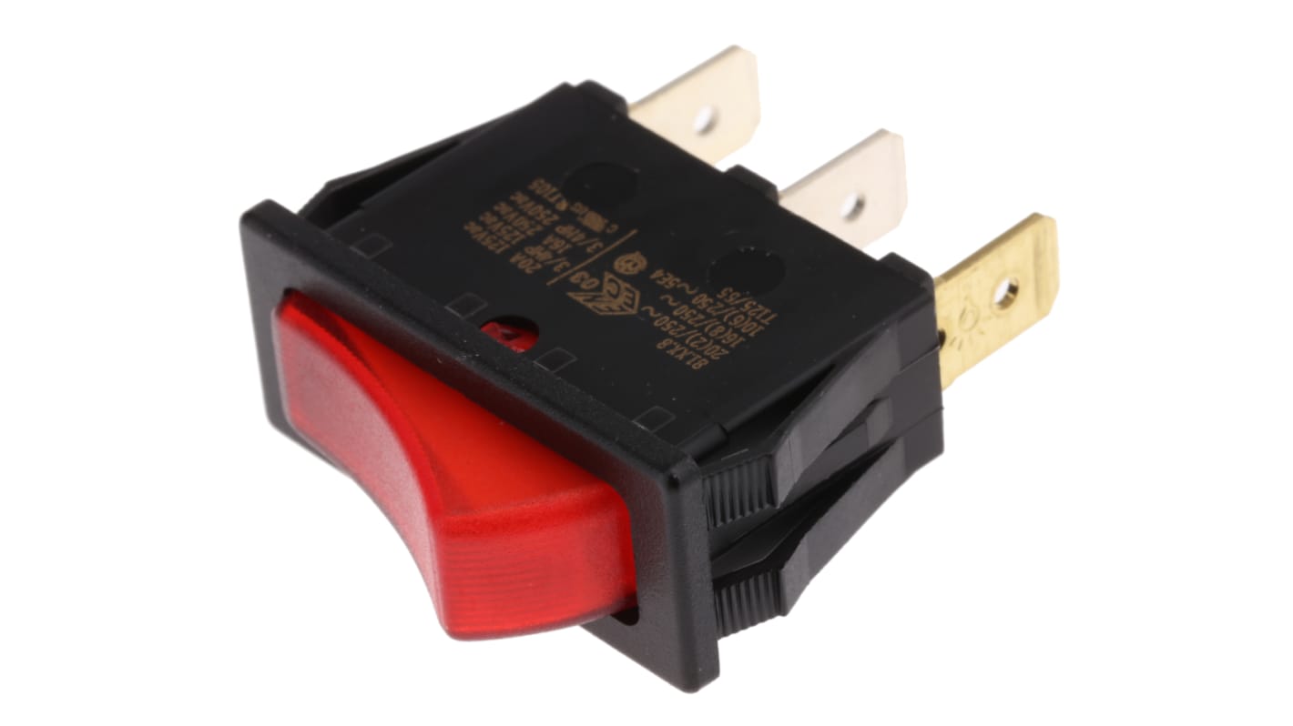 Molveno Illuminated SPST, On-Off Rocker Switch Panel Mount