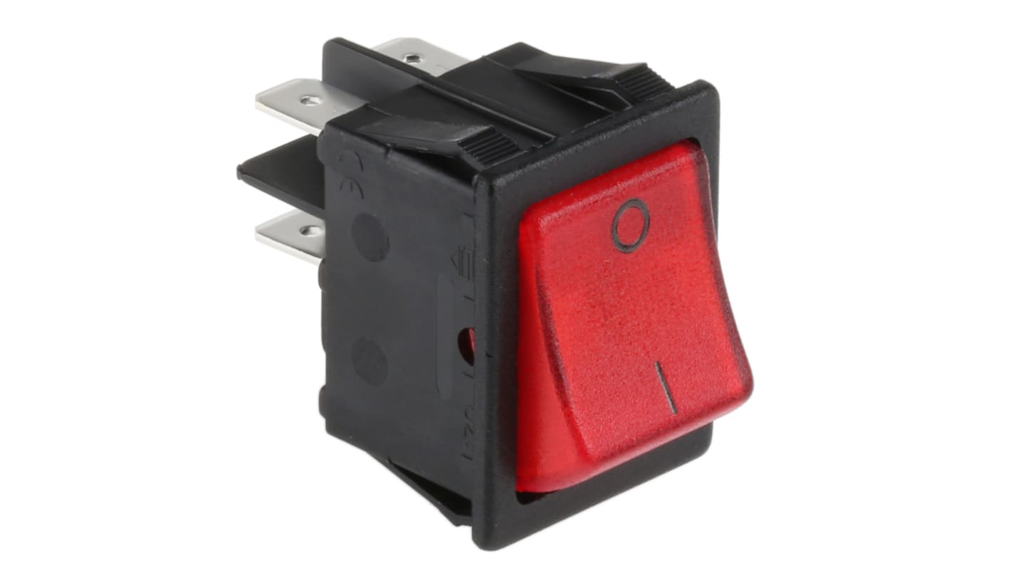 Interruttore a bilanciere Molveno, DPST, On-Off Illuminato, Rosso