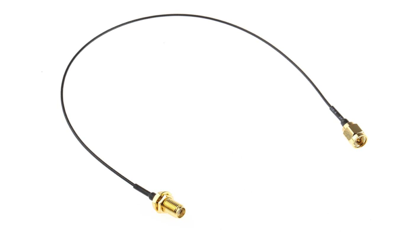 Cable coaxial RF RS PRO, 50 Ω, con. A: SMA, Macho, con. B: SMA, Hembra, long. 300mm Negro