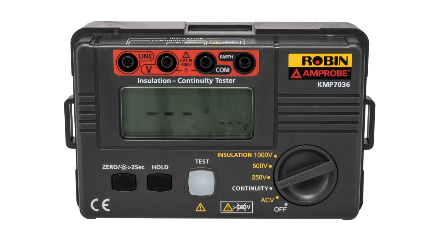 Robin-Amprobe KMP7036 Insulation Tester, 250V Min, 1000V Max, 1.99GΩ Max, CAT III 600V