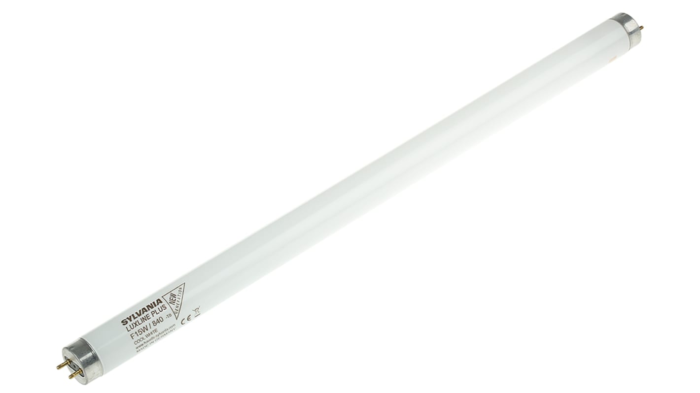Tubo fluorescente Sylvania, 15 W, Blanco Frío, 840, T8, 4000K, 950 lm, long. 450mm
