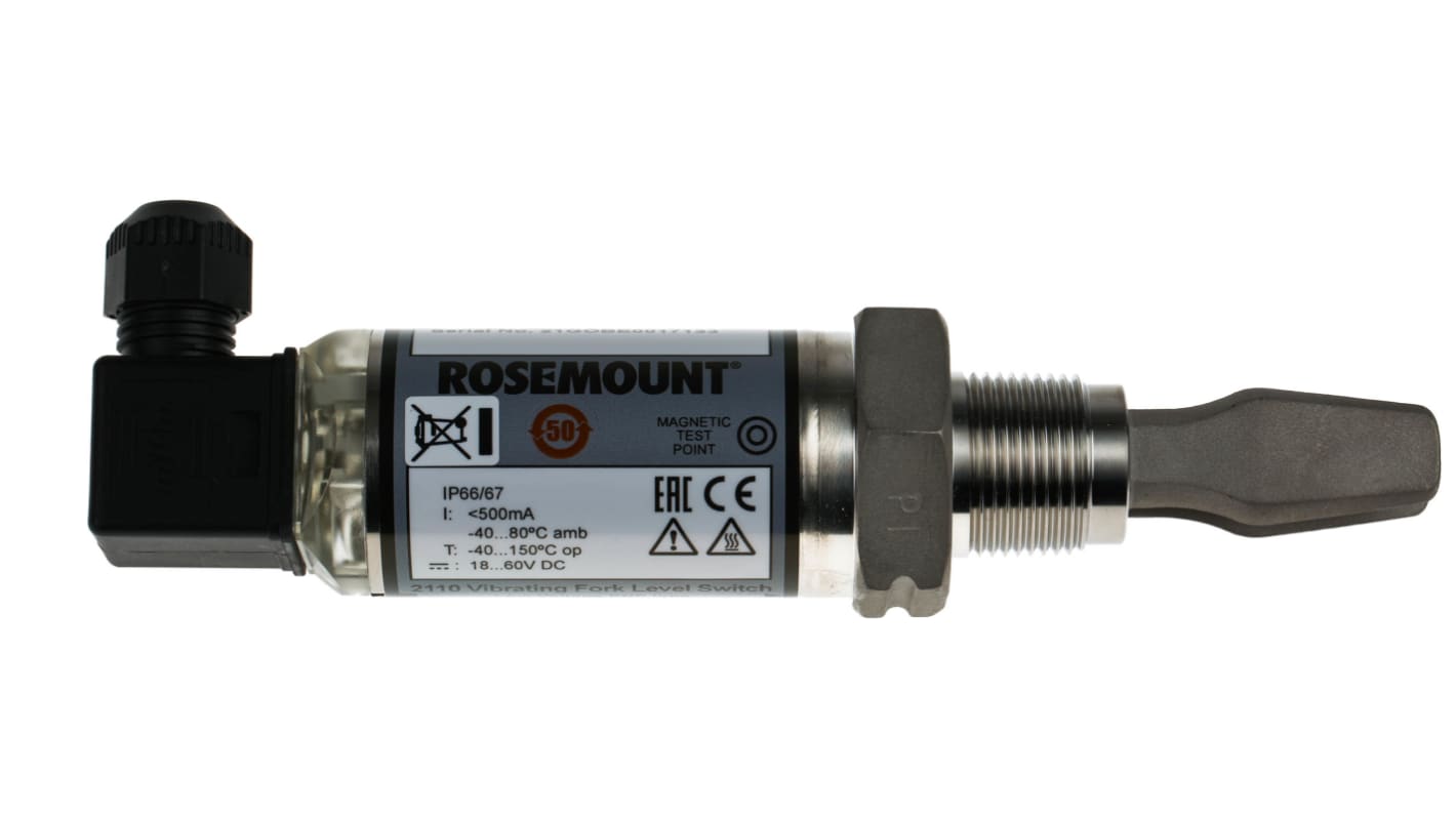 Rosemount 2110 Series Fork Level Switch Vibrating Level Switch, PNP Output, Side or Top Mount, Stainless Steel Body