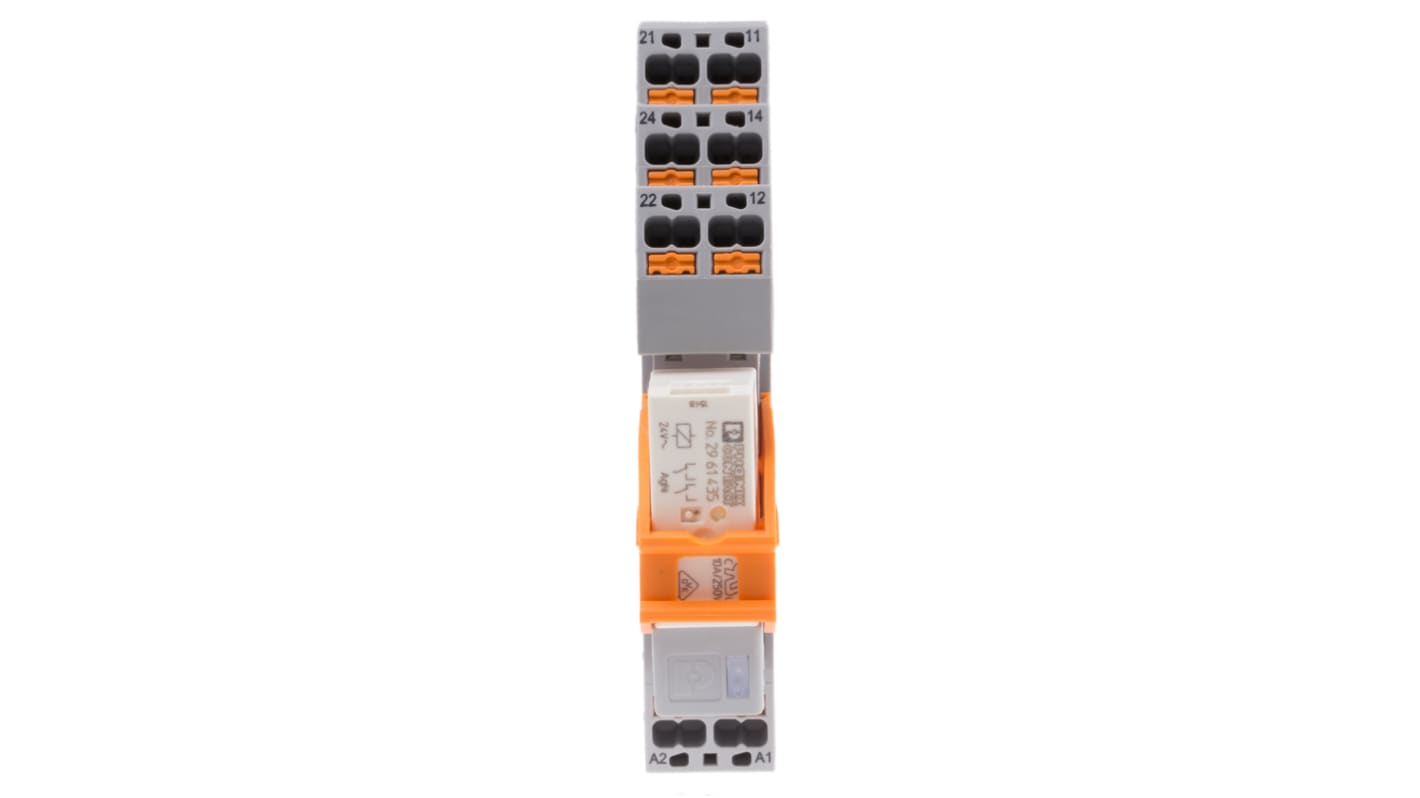 Phoenix Contact DIN Rail Power Relay, 24V ac Coil, 12A Switching Current, DPDT