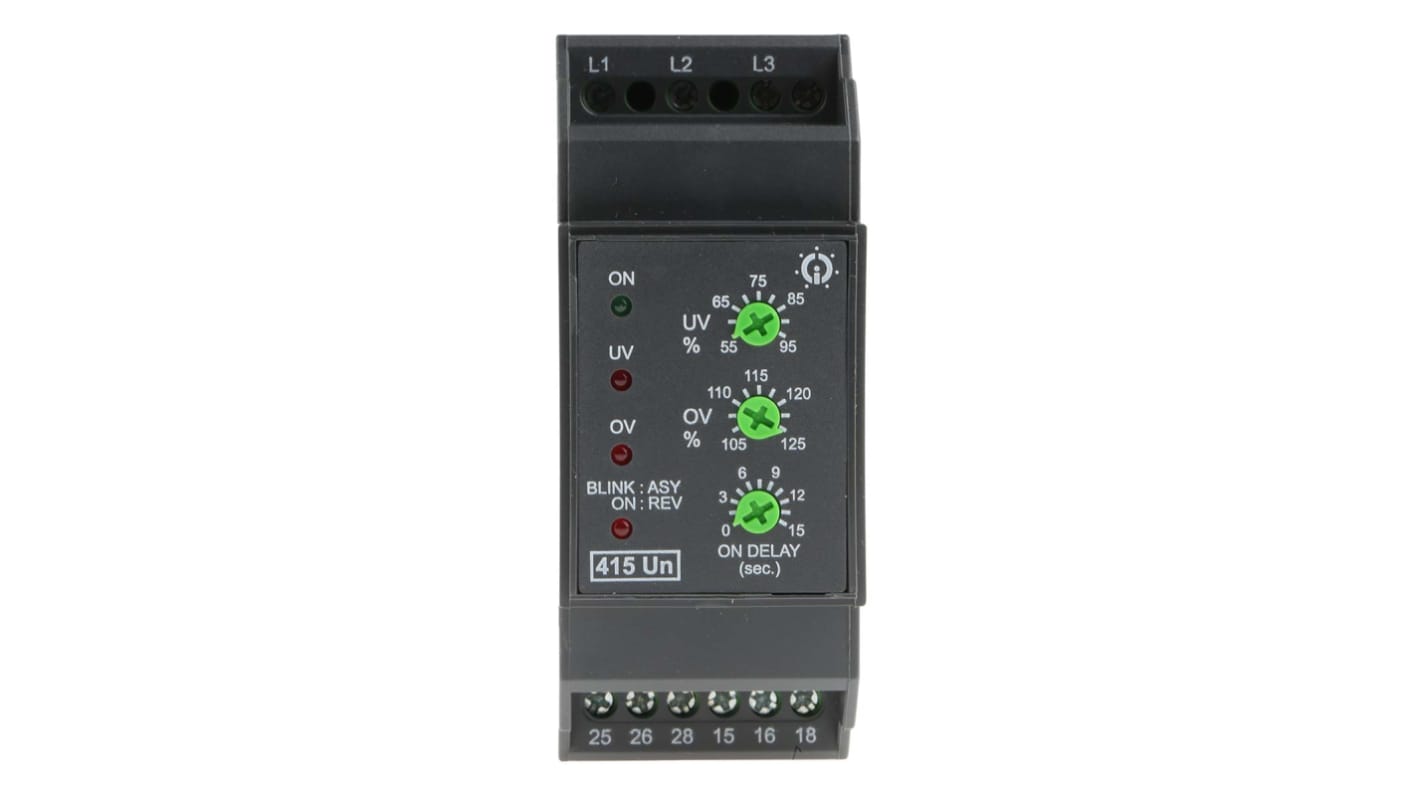 GIC Voltage Monitoring Relay, 3 Phase, DPDT, DIN Rail