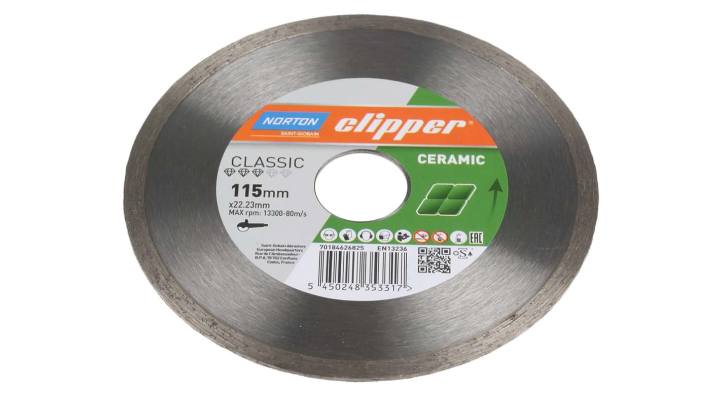 Disco de corte de Óxido de Aluminio Norton, Ø 115mm x 1.2mm, RPM máx. 80m/s