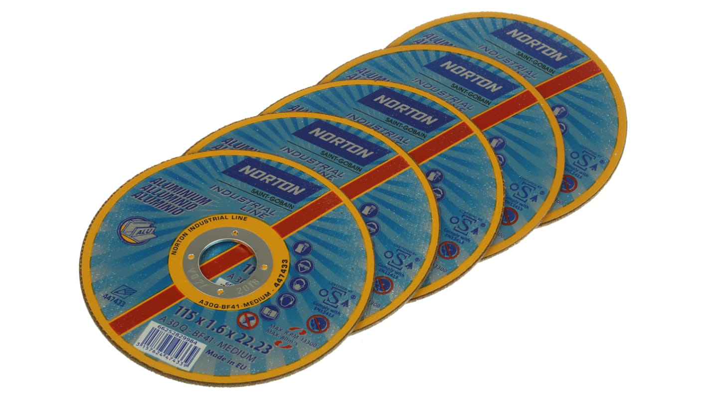 Norton Aluminium Oxide Cutting Disc, 115mm x 1.6mm Thick, P30 Grit