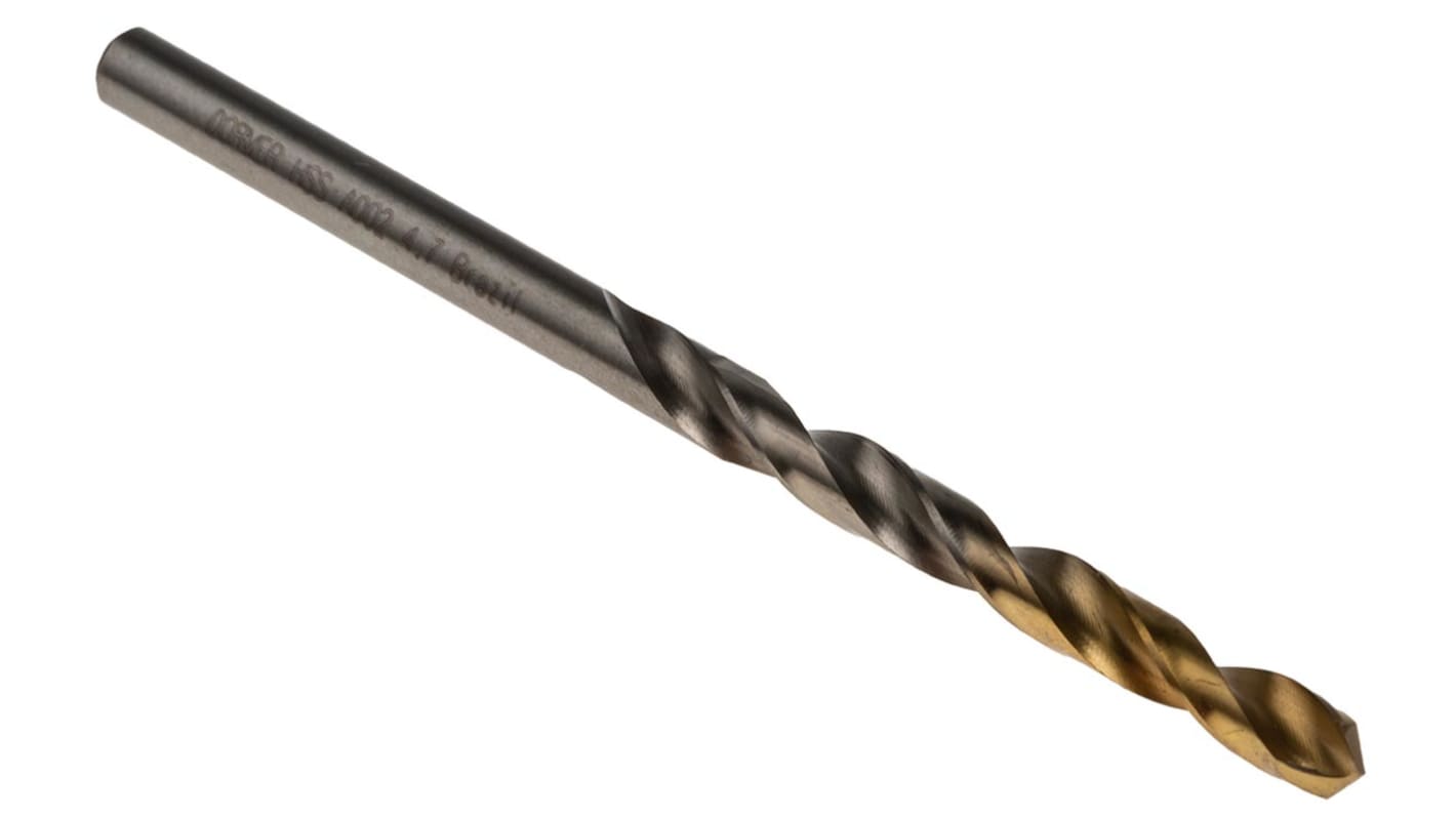 Dormer A002 Series HSS-TiN Twist Drill Bit, 4.7mm Diameter, 80 mm Overall