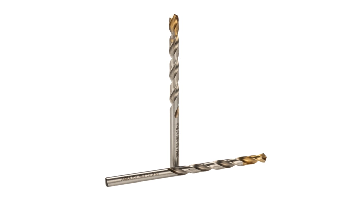 Dormer A002 Series HSS-TiN Twist Drill Bit, 5mm Diameter, 86 mm Overall
