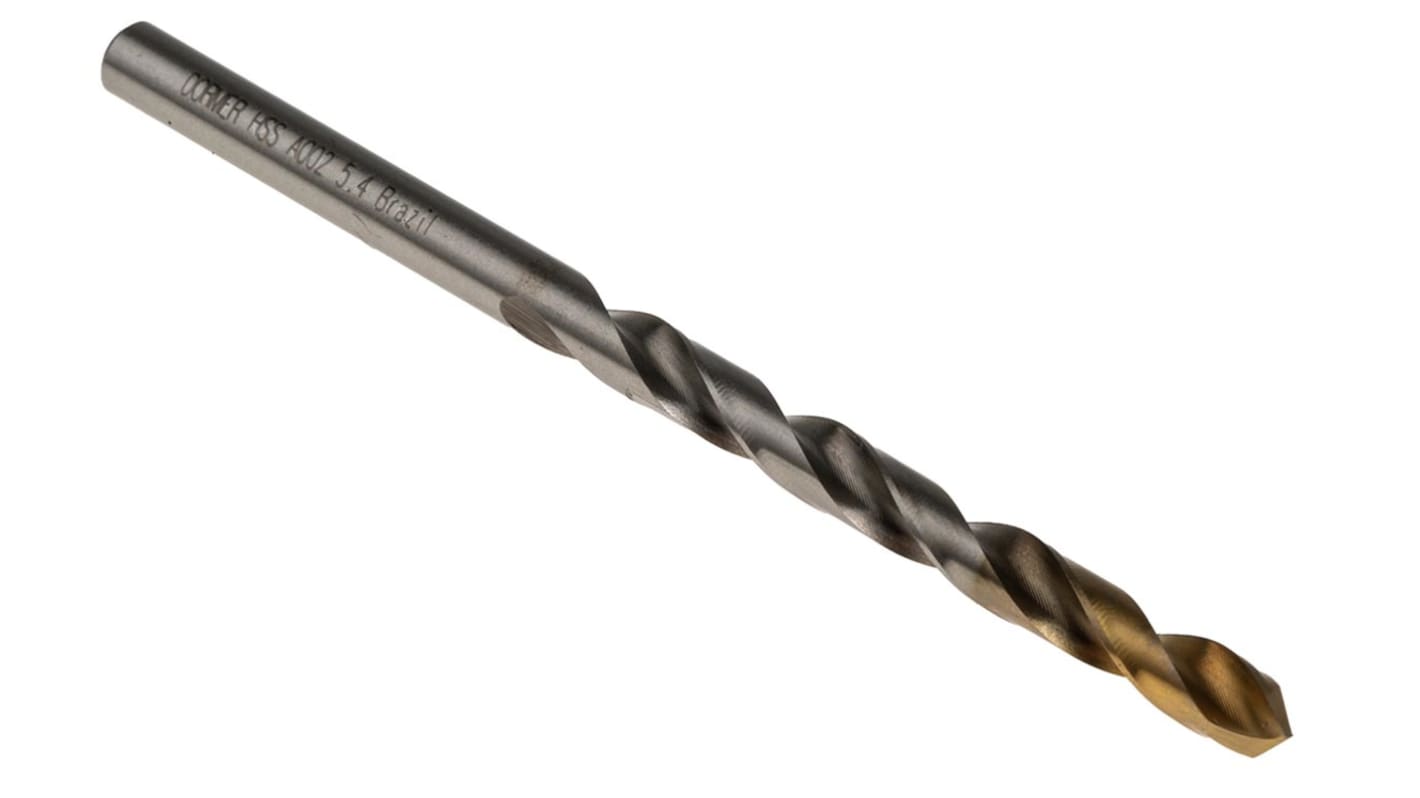 Dormer A002 Series HSS-TiN Twist Drill Bit, 5.4mm Diameter, 93 mm Overall