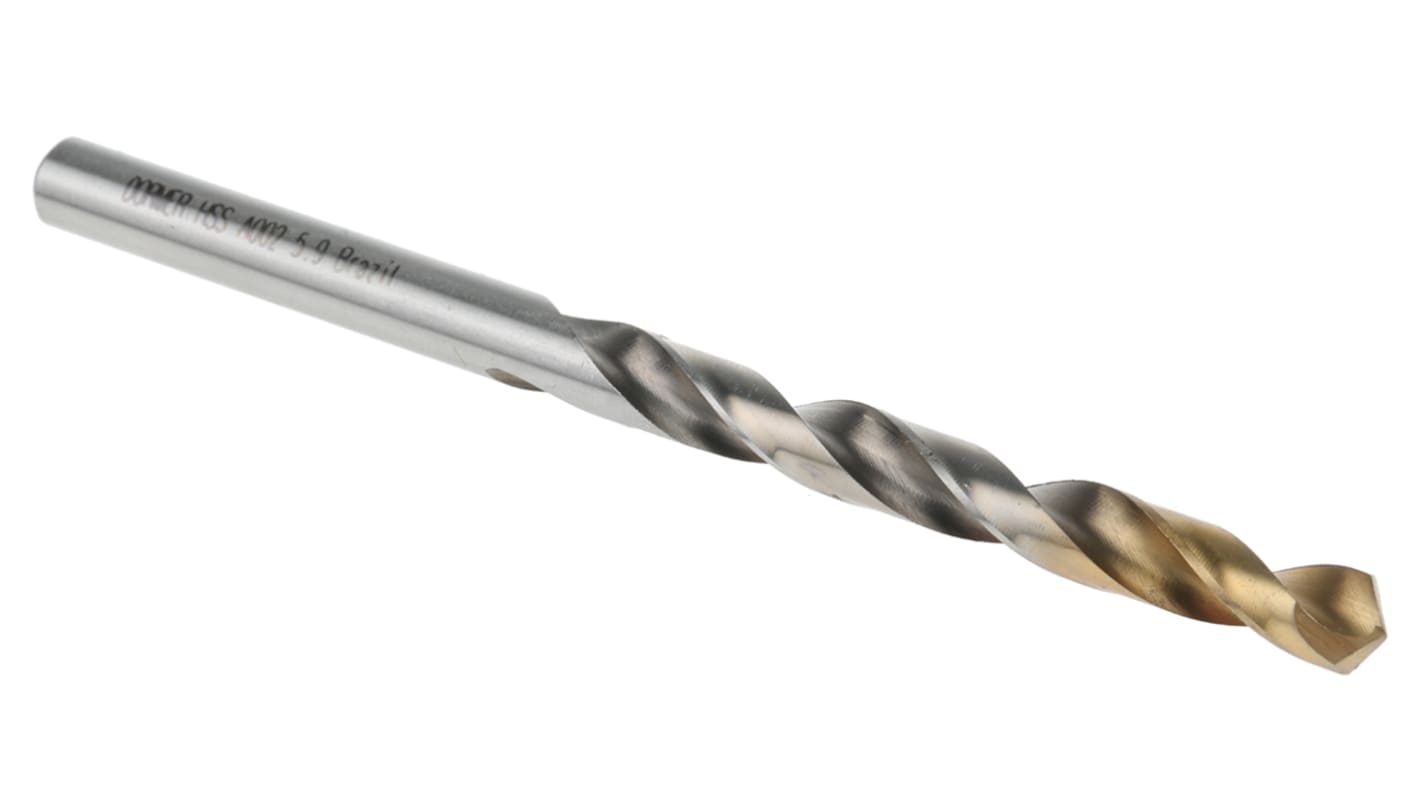 Dormer A002 Series HSS-TiN Twist Drill Bit, 5.9mm Diameter, 93 mm Overall