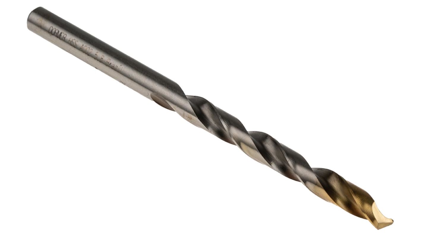 Dormer A002 Series HSS-TiN Twist Drill Bit, 5.8mm Diameter, 93 mm Overall