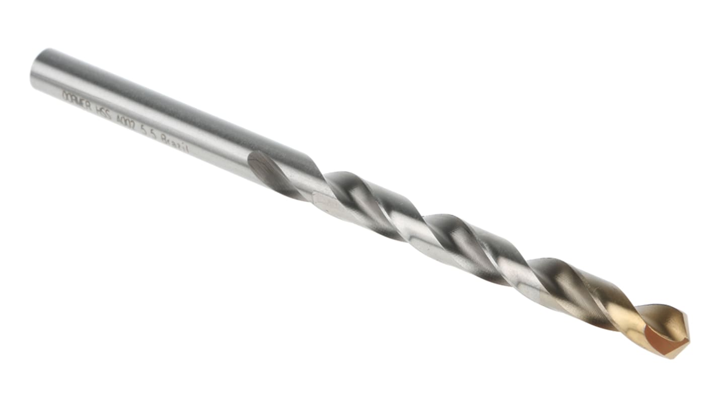 Dormer A002 Series HSS-TiN Twist Drill Bit, 5.5mm Diameter, 93 mm Overall