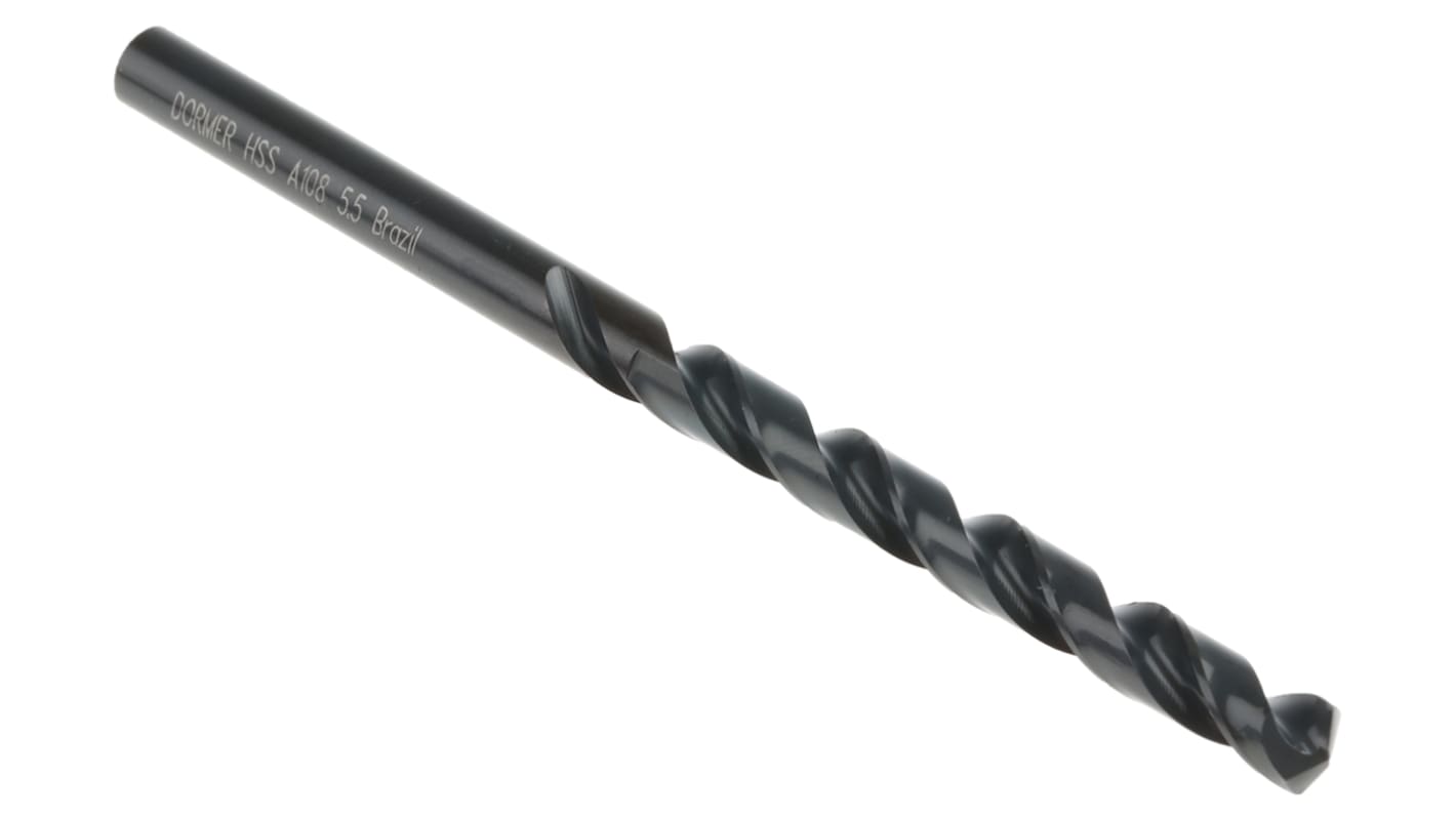 Dormer A108 Series HSS Twist Drill Bit, 5.5mm Diameter, 93 mm Overall