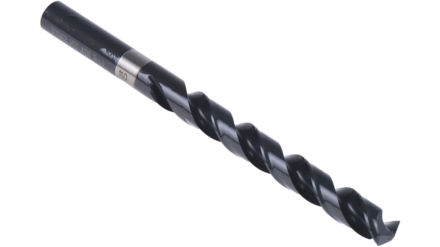 Dormer A108 Series HSS Twist Drill Bit for Stainless Steel, 11mm Diameter, 142 mm Overall