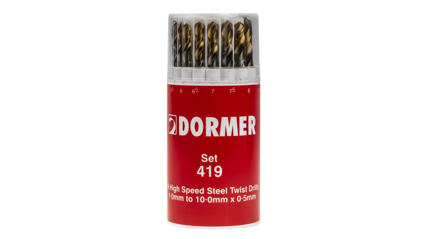 Coffret de forets Multi-matériaux Foret torsadé Dormer HSS-TiN 1mm à 10mm, 19 pièces
