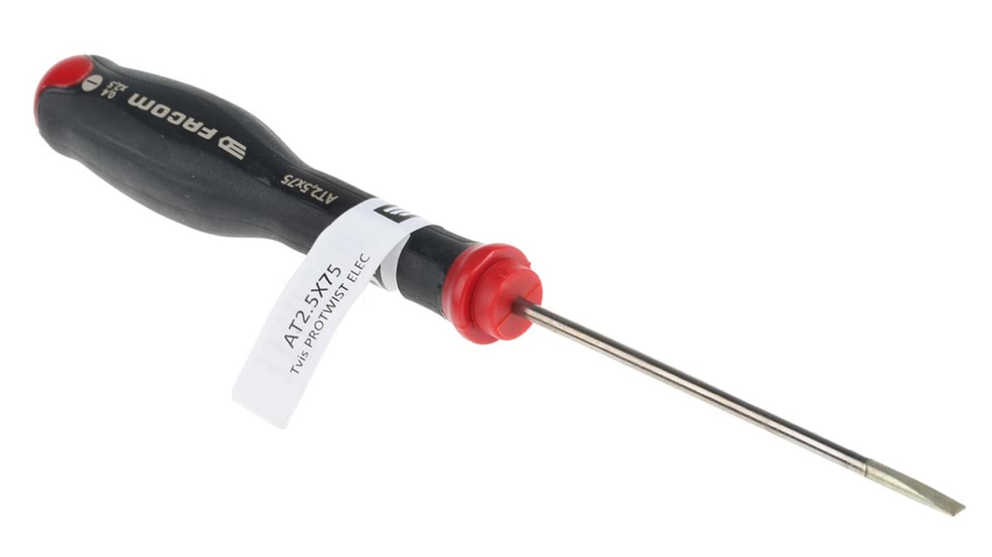 Facom Slotted  Screwdriver, 2.5 x 0.4 mm Tip, 75 mm Blade, 169 mm Overall