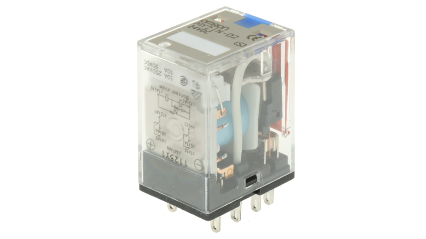 Omron Plug In Power Relay, 24V dc Coil, 10A Switching Current, DPDT