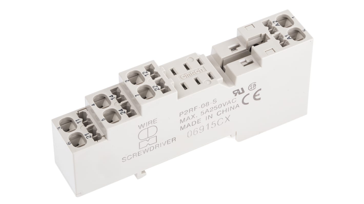 Omron 8 Pin 250V ac DIN Rail Relay Socket, for use with G2R-2-S Series