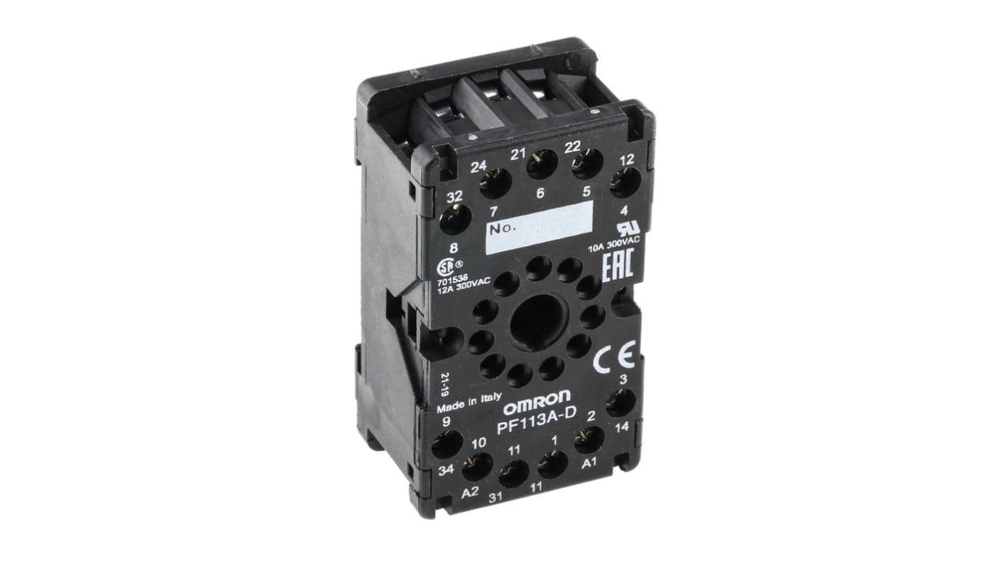 Omron 11 Pin 300V ac DIN Rail Relay Socket, for use with MKS Series