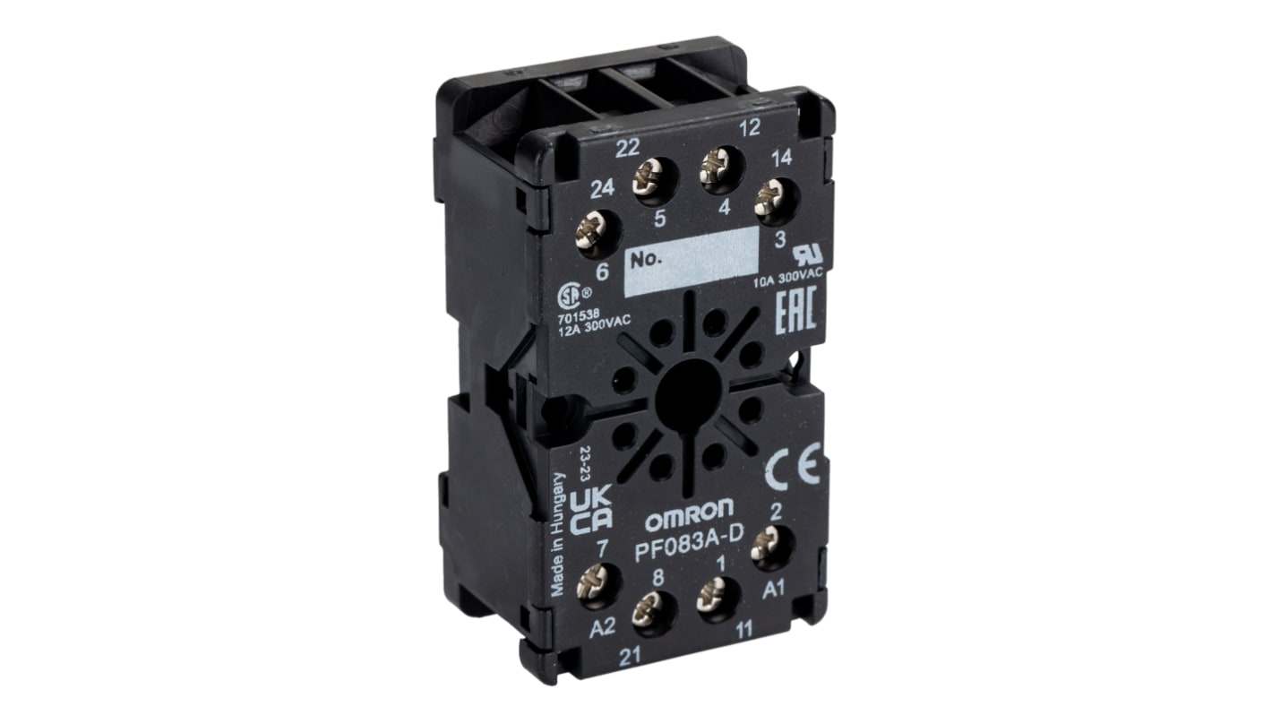 Omron 8 Pin 250V ac DIN Rail Relay Socket, for use with MKS Series