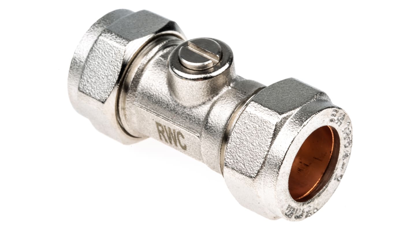 Reliance Nickel Plated Brass 2 Way, Ball Valve, Compression, 15mm