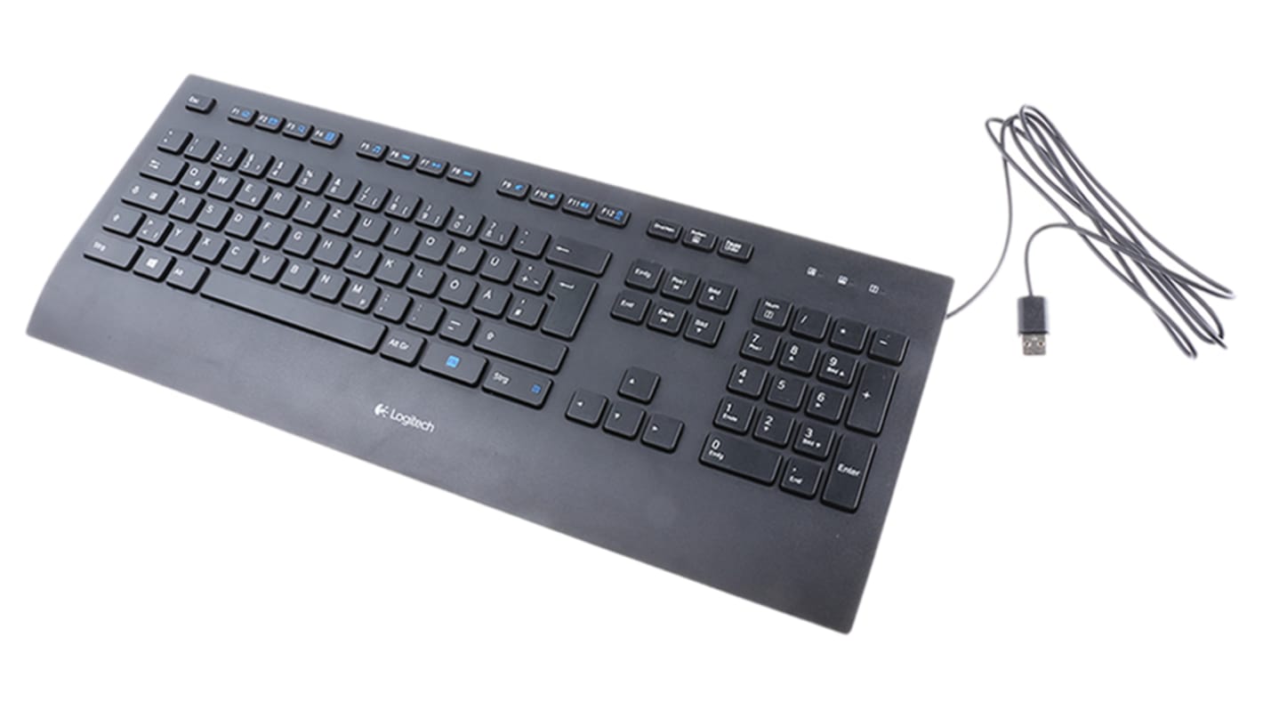 Logitech Tastatur QWERTZ Kabelgebunden Schwarz USB, 459 x 182.6 x 20.4mm