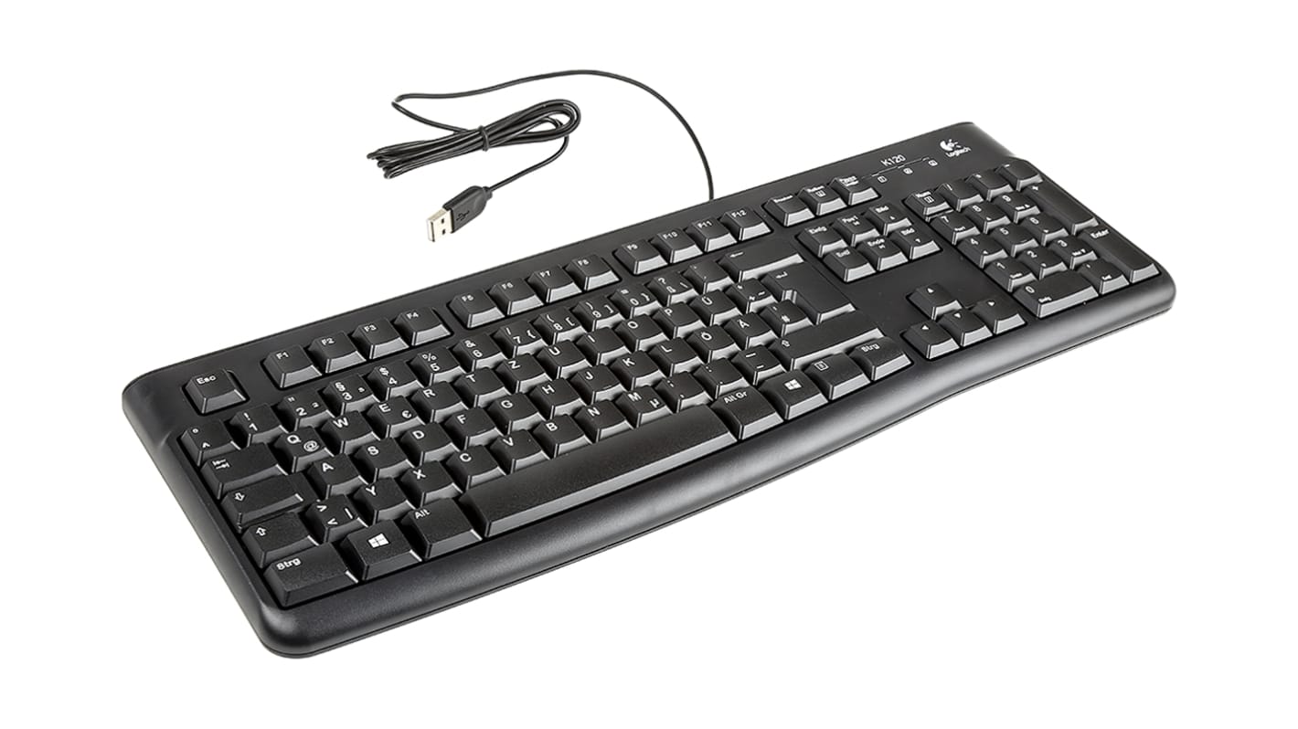 Logitech K120 Wired USB Keyboard, QWERTZ (German), Black