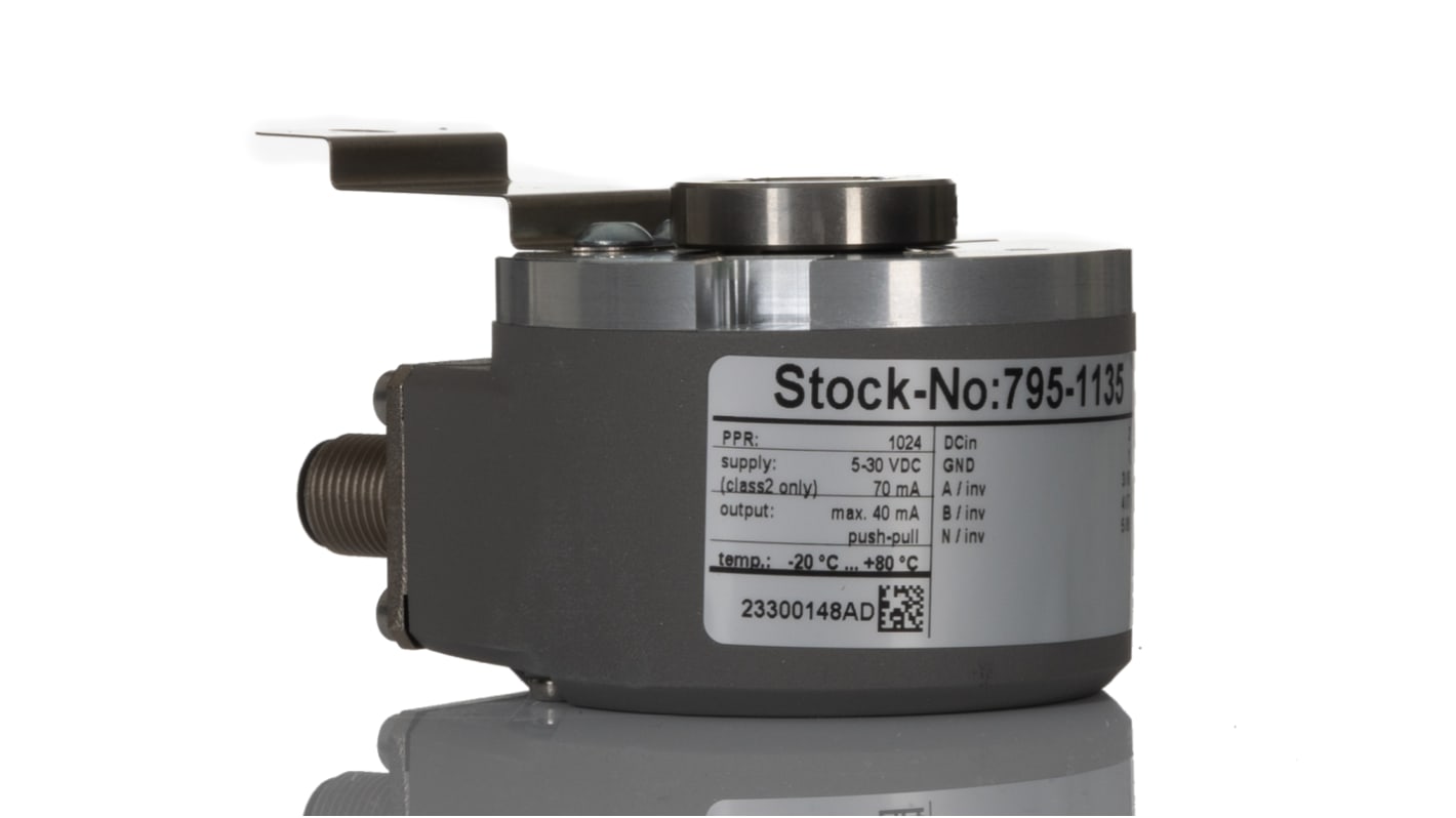 Encoder incremental RS PRO, 1024ppr impulsos/rev, 6000rpm máx., salida HTL Invertido, 5 → 30 V dc, IP65