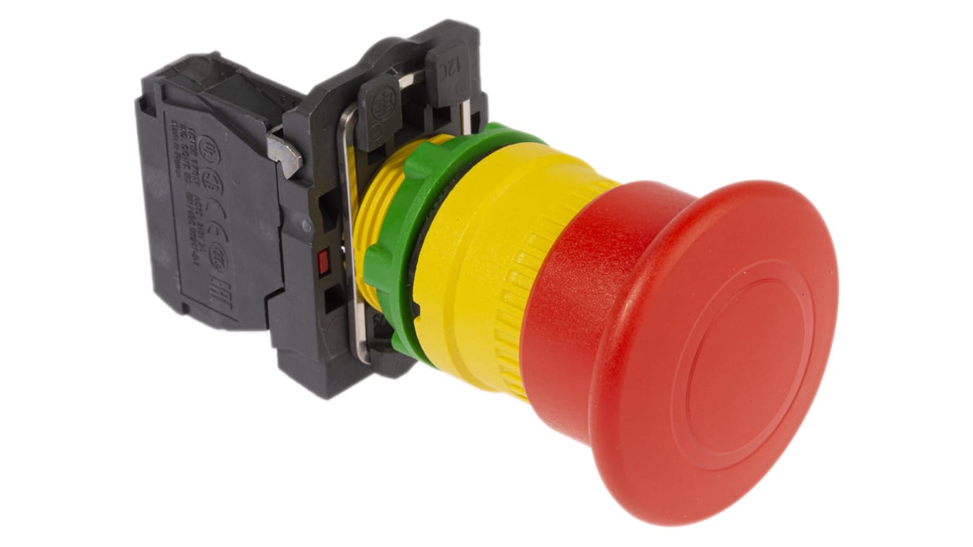 Schneider Electric Φ22mm急停按钮, 面板安装, 1 常闭触点, 600V 交流, IP66, 拉出释放, 红色