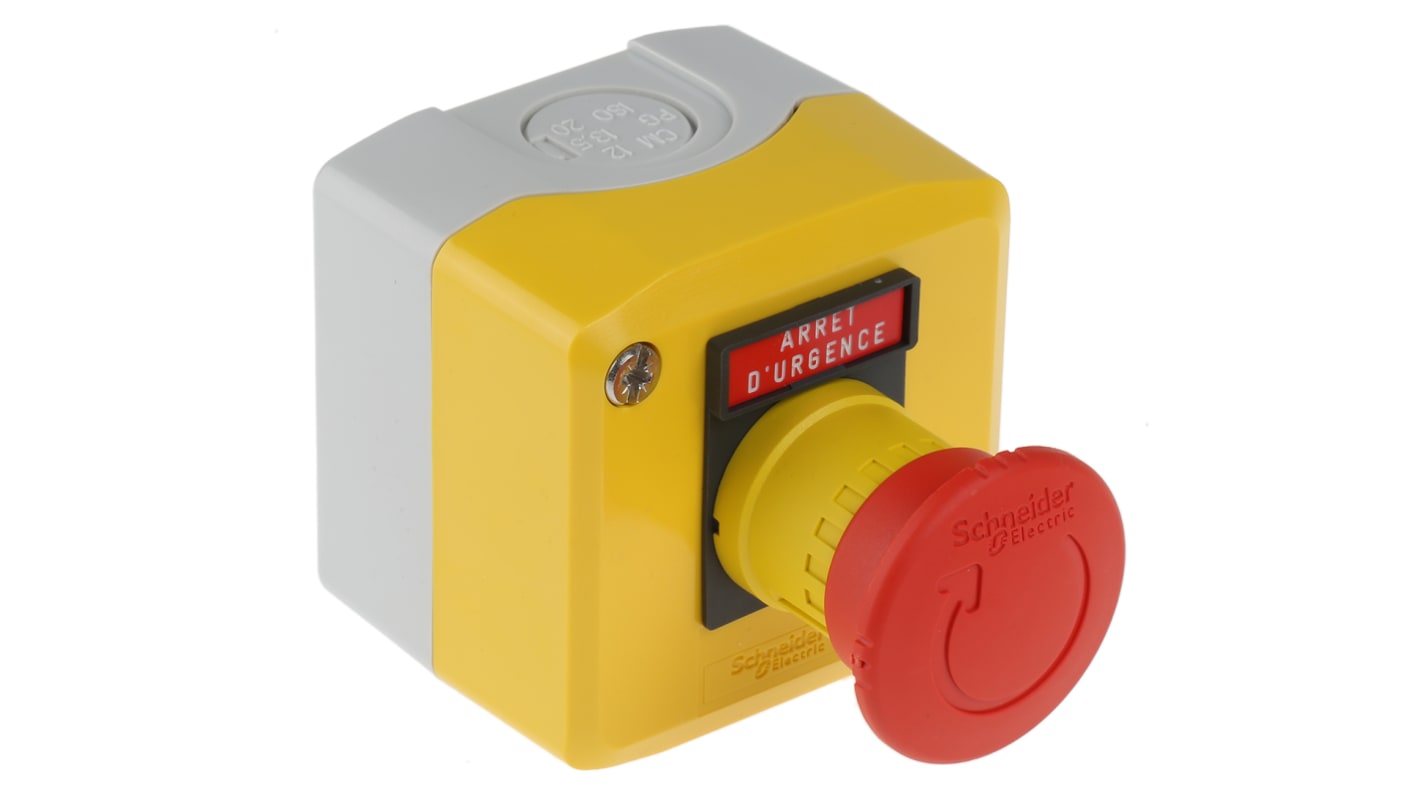 Schneider Electric Harmony XALK Series Twist Release Emergency Stop Push Button, Surface Mount, 1NC