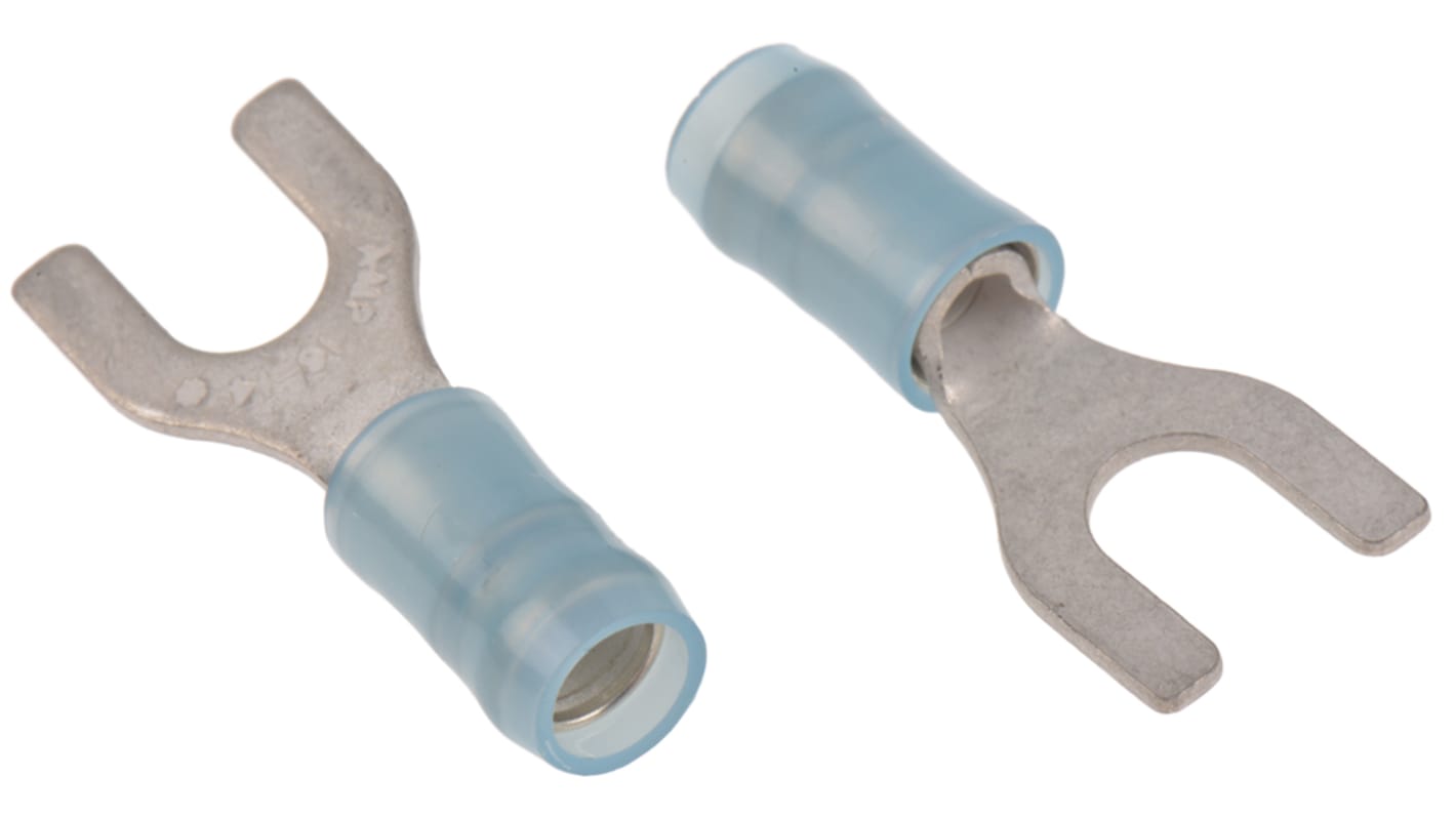 TE Connectivity PIDG Insulated Crimp Spade Connector, 1.25mm² to 2mm², 16AWG to 14AWG, M5 Stud Size Nylon, Blue