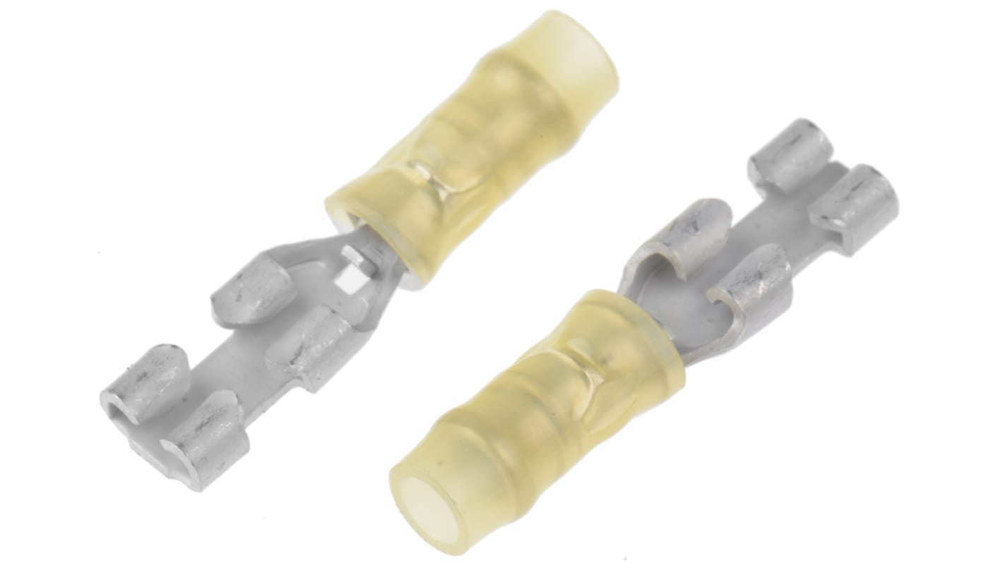TE Connectivity PIDG FASTON .110 Yellow Insulated Female Spade Connector, Receptacle, 2.79 x 0.51mm Tab Size, 0.1mm² to