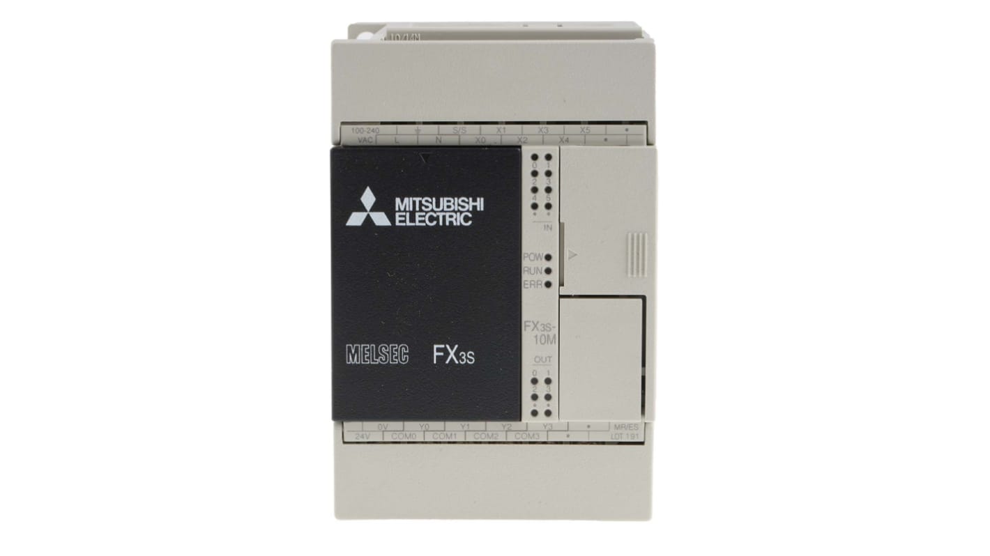 Mitsubishi Electric FX3S Series PLC CPU for Use with FX3 Series, Relay, Transistor Output, 6-Input, DC Input