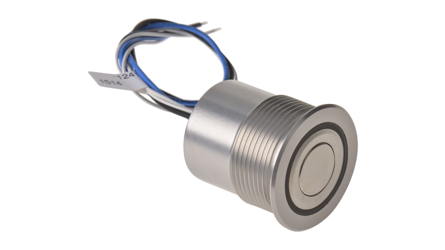 Schurter Illuminated Push Button Switch, Momentary, Panel Mount, 30mm Cutout, DPDT, Blue LED, 250V ac, IP40, IP65, IP67