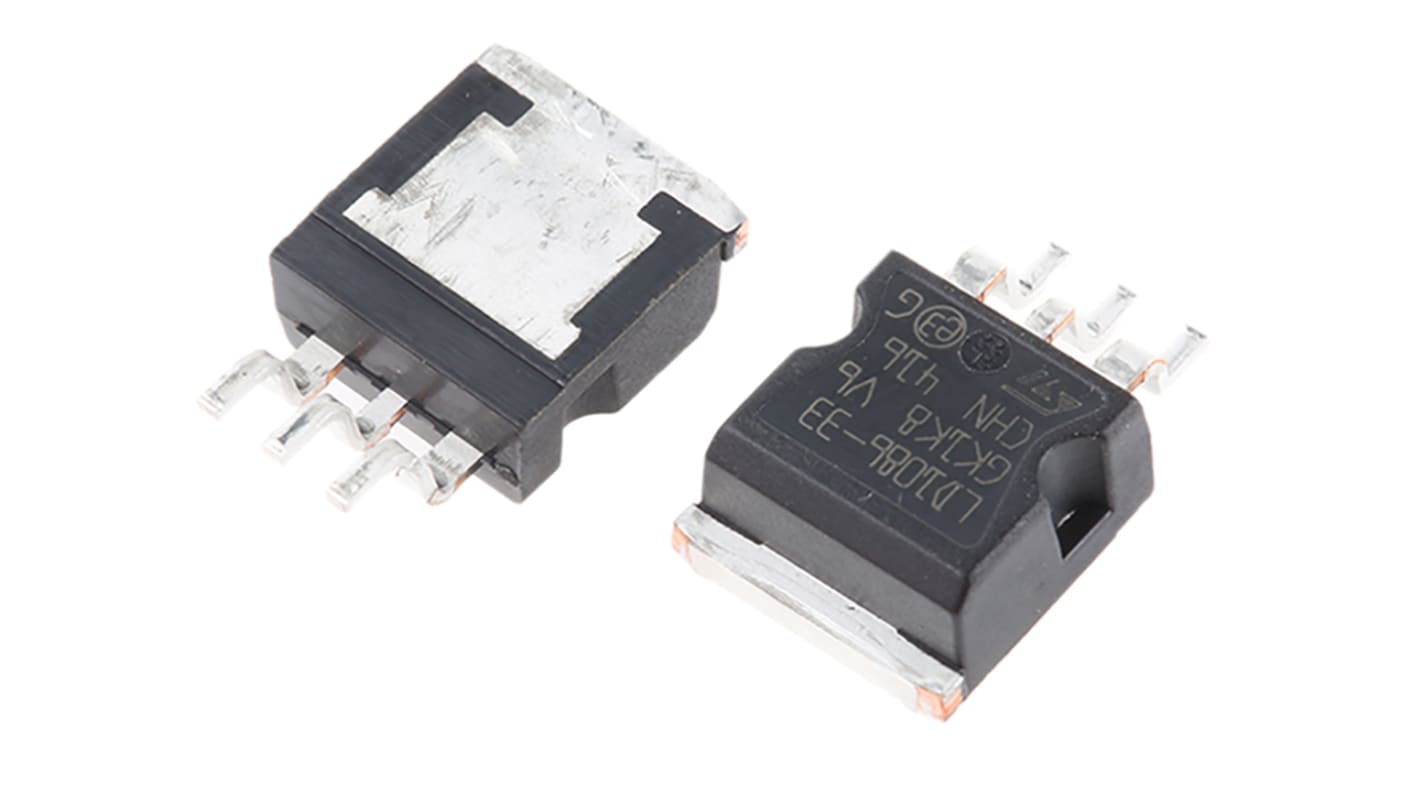 STMicroelectronics LDO稳压芯片, 3.3 V输出, 1.5A最大输出, 单路输出, D2PAK, 3针, 贴片安装, -40 °C→+125 °C, ±1%精度