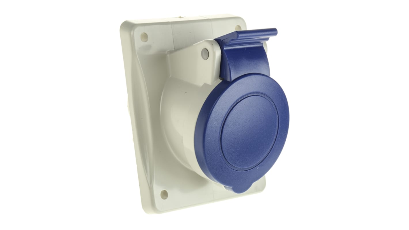 Scame IP44 Blue Panel Mount 2P + E Heavy Duty Power Connector Socket, Rated At 16A, 230 V