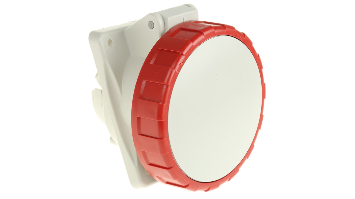 Scame IP66, IP67 Red Panel Mount 3P + N + E Heavy Duty Power Connector Socket, Rated At 16A, 415 V