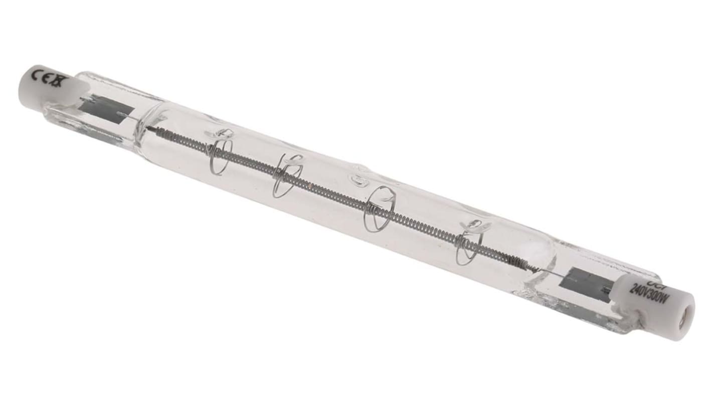 RS PRO Infravörös (IR) hőlámpa 300 W, lámpa alsó rész: R7S, 230 V Átlátszó